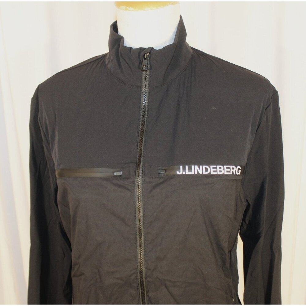 NEW J.Lindeberg Men's Dean Golf Jacket Windbreaker Black SMALL Wind Water Resist